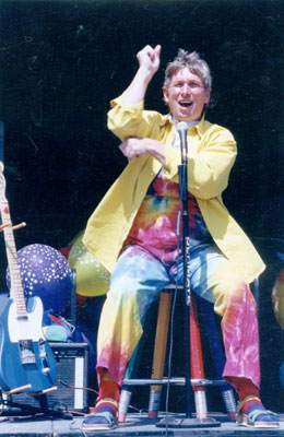 Jim performs on stage